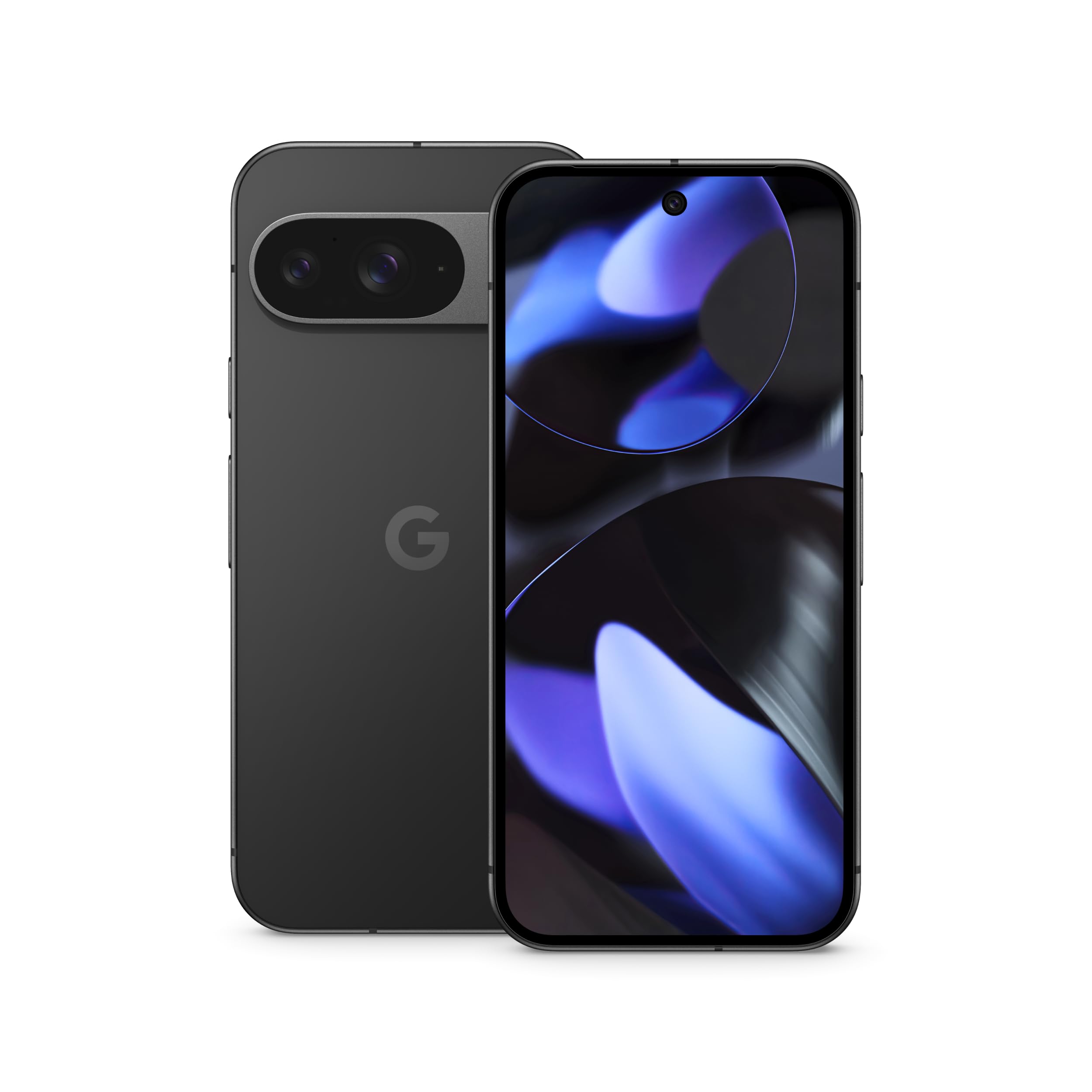 Google Pixel 9 në ngjyrën obsidian, pamje nga pas dhe nga para
